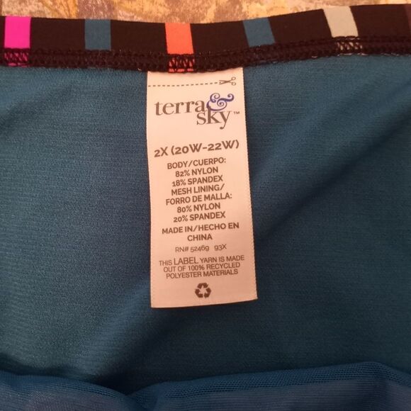 Terra & Sky2X (20W-22) Woman Plus Striped Tummy Control High Waist Bikini Swim - Picture 2 of 4